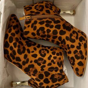 Faux Suede Pointed Toe Stiletto High Heel Zipper Ankle Boots